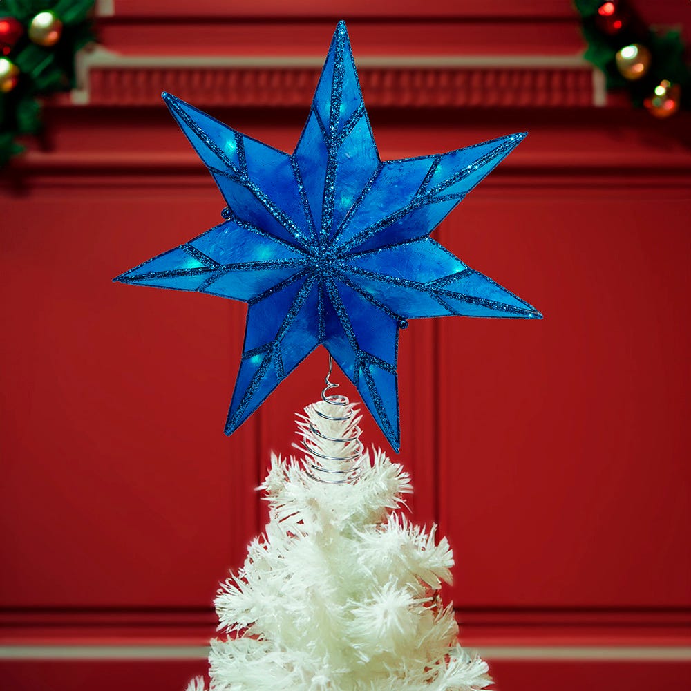 Kurt Adler 10-Light 7-Point Blue Capiz Star Treetop
